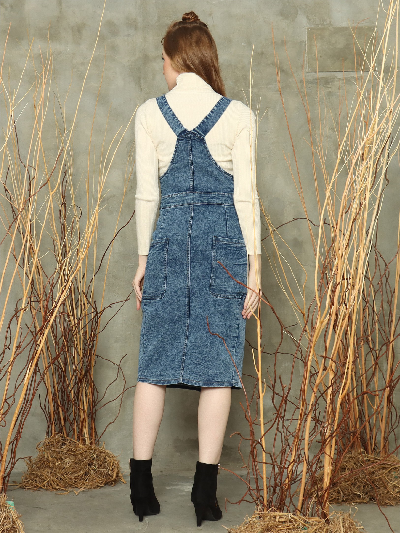 Denim dungaree midi dress - J.Rep 