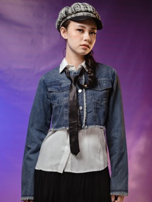 WW 2 Pcs Set Denim Jacket And Pencil Midi Skirt