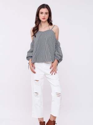 Cold Shoulder puffy sleeves top