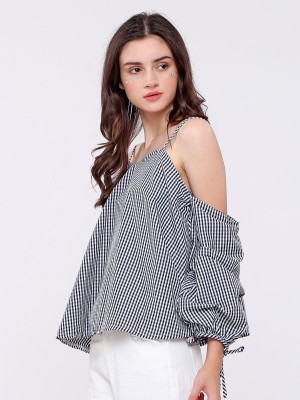Cold Shoulder puffy sleeves top