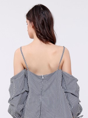 Cold Shoulder puffy sleeves top