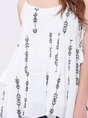 Embroidery Side Tie Cami Dress