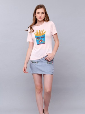 Pocket Embroidery Mini Skirt