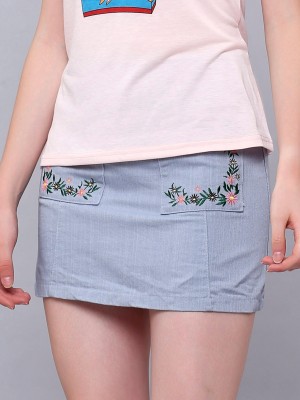 Pocket Embroidery Mini Skirt