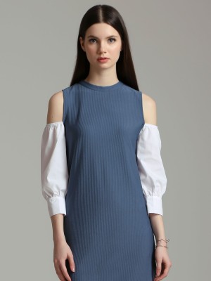 Long Sleeves Drop Shoulder Shift Dress