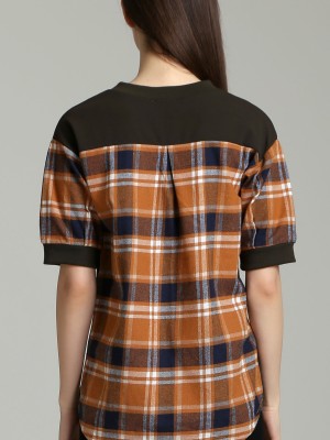 Checkered Sleeves Top