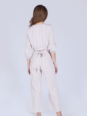 2 Pieces Set Stripes Long Pants Crop Top