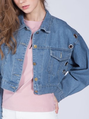 Cropped Ring Denim Jacket