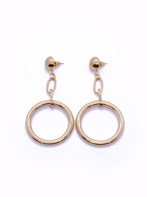 Round Chain-Dropped Earrings