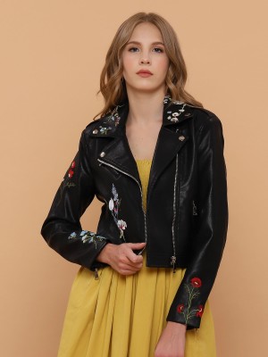 Embroidered Leather Jacket