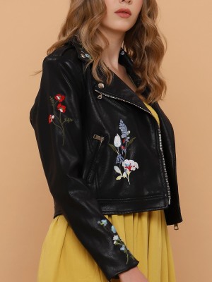 Embroidered Leather Jacket