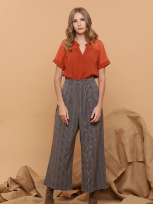 Checkered Wide-Leg Pants
