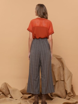 Checkered Wide-Leg Pants