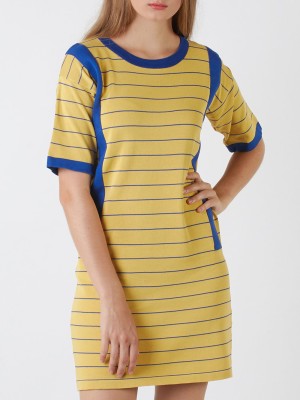 Round Neck Knitted Stripes Dress
