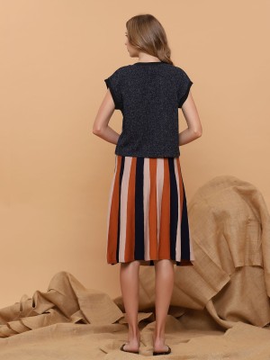 Flare Stripes Knitted Skirt