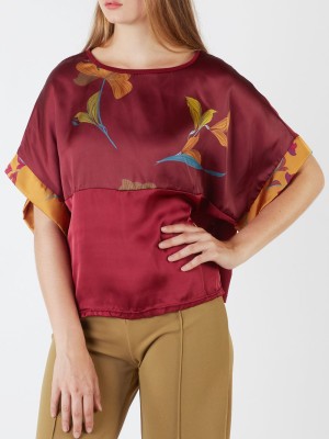 Flower Print Satin Top