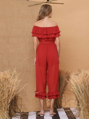 Sabrina Pleated Of Shoulder Jumpsuit