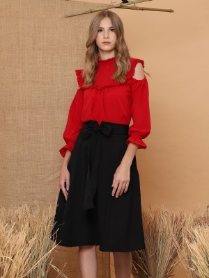 Cold Shoulder Frilled Top