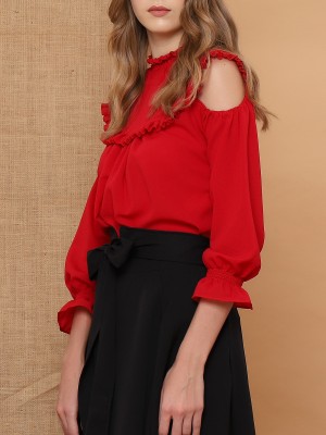 Cold Shoulder Frilled Top