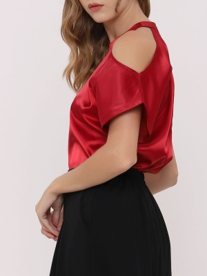Satin High Neck Top