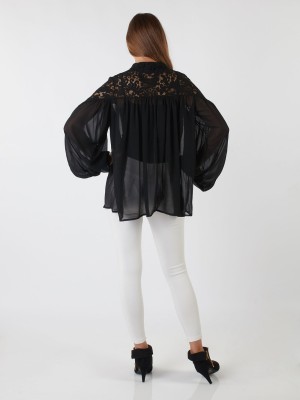 Oversized Upper-Brocade Top