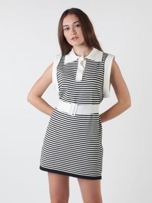 Sleeveless Knitted Stripes Dress