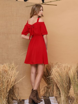 Off Shoulder Tied Mini Dress