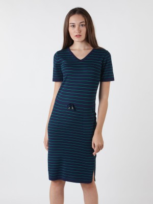 Drawstring Stripes Knitted Dress