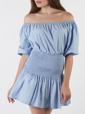 2 Pieces Set Off Shoulder Top With Skirt