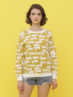 Cat Printed Long Sleeveless Sweat Top