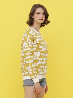 Cat Printed Long Sleeveless Sweat Top