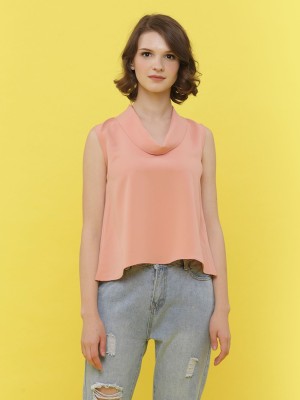 Folded Scoop Neck Sleeveless Top