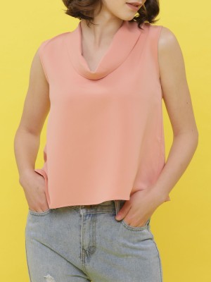 Folded Scoop Neck Sleeveless Top