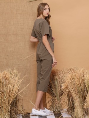 Sleeveless Drawstring Button-Up Jumpsuit