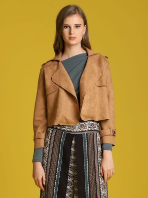 Faux Suede Open Jacket