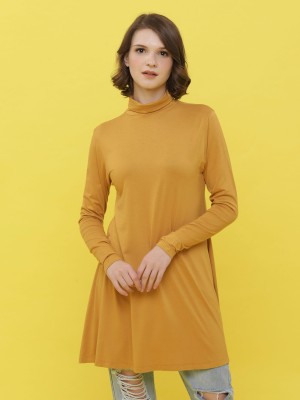 Turtle Neck Long Sleeveless Shift Dress