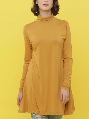 Turtle Neck Long Sleeveless Shift Dress