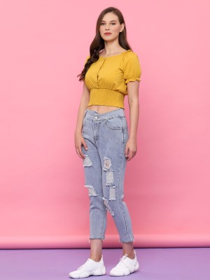 Youth Elastic Waist Dotty Crop Top