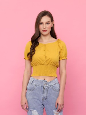 Youth Elastic Waist Dotty Crop Top