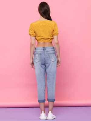 Youth Elastic Waist Dotty Crop Top