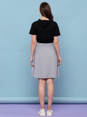 Half Pleated 2 Tones Flare Skirt