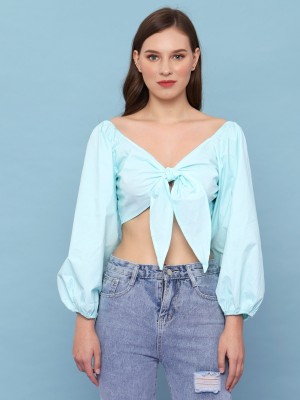 Front Tied Puff Outer Top