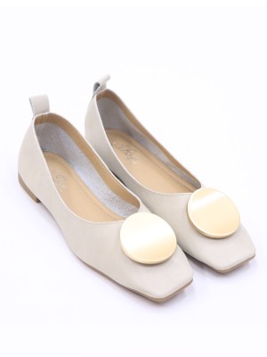 Round Bronze Acc Flat Shoes