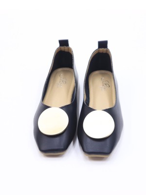 Round Bronze Acc Flat Shoes