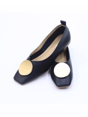 Round Bronze Acc Flat Shoes