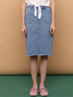 Waist Tied Denim Slim Skirt