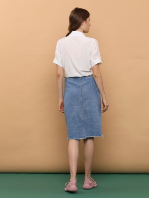 Waist Tied Denim Slim Skirt