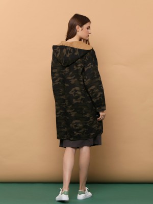 2 Ways Wear Long Outer Army Print