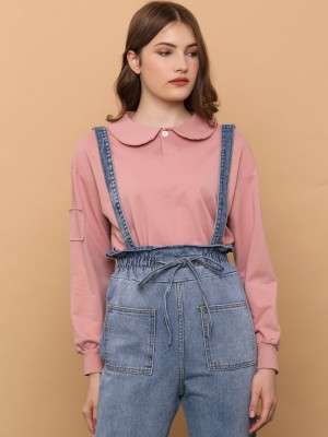 Peterpan Collar Crop Polo Sweater