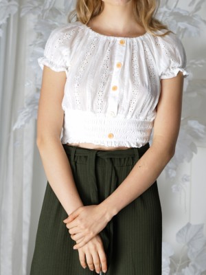 Off Shoulder Embroidered Crop Top